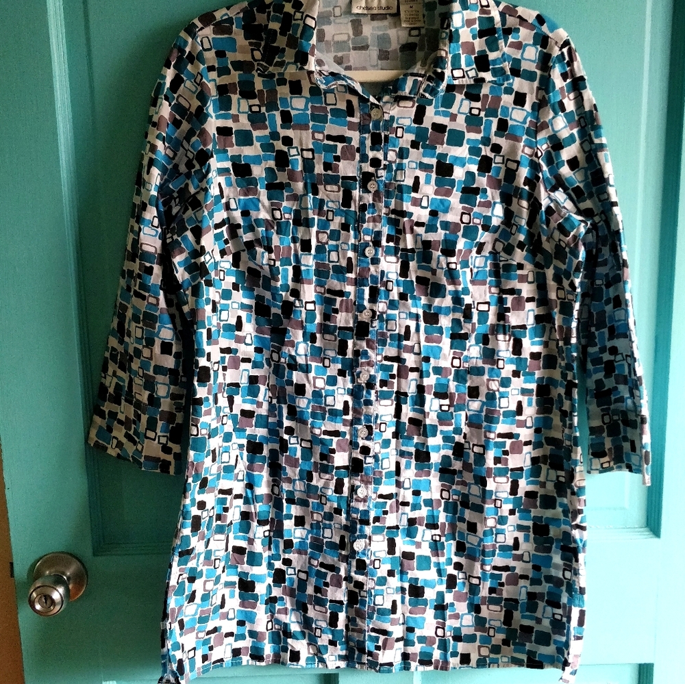 🔥B2G1 Modern Print Button Tunic Shirt